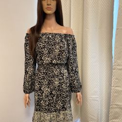 Off The Shoulder Floral Elastic Waist Band Dress