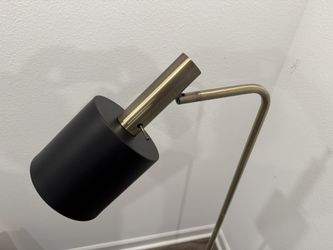 Brass & Black Floor Lamp w/ Real Marble Base
