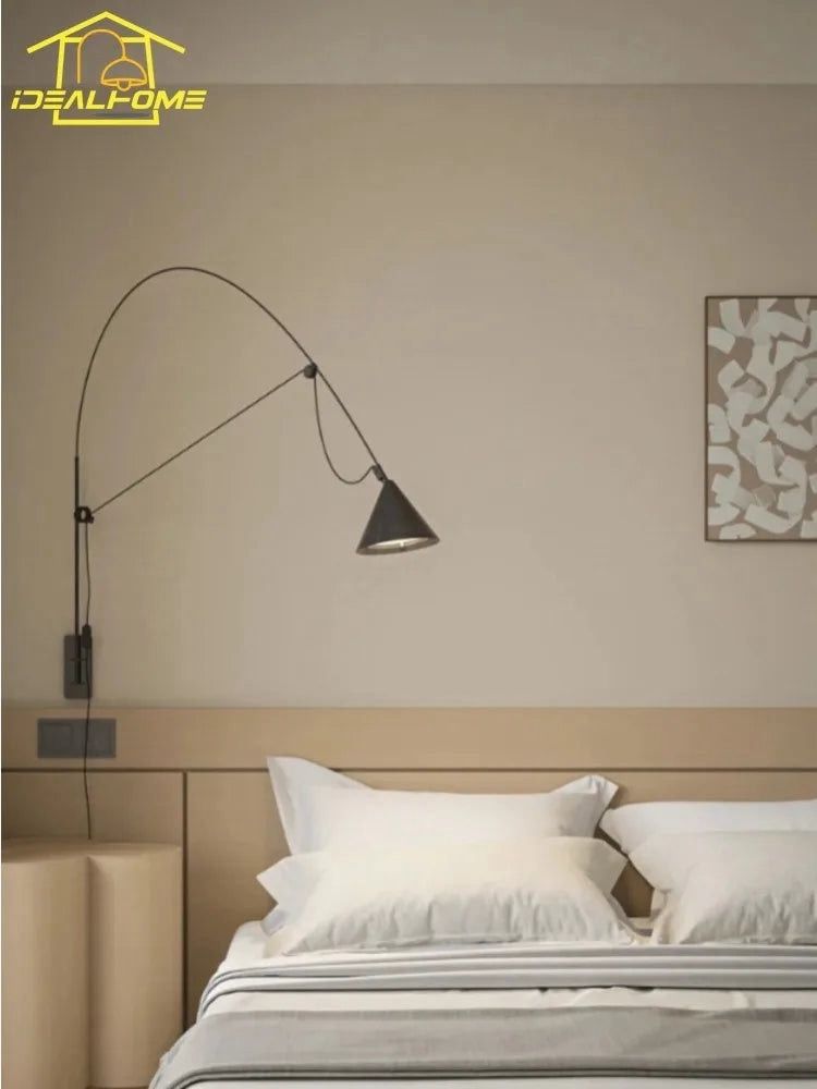 Designer Minimalist Industrial Fishing Vertical Wall Lamp LED Stainless Steel Wall Mounted Living Room Sofas Reading Background