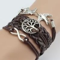 Tree Of Life, Birds, And Infinity Charm Bracelet