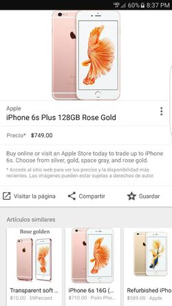 Iphone 6s plus 128gb rose gold