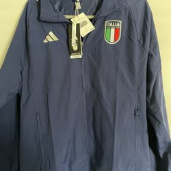 Adidas Italy Pre Match Jacket Italia Dark Blue Mens Size Large