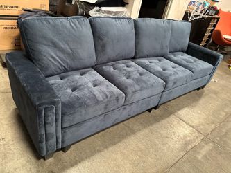 Blue velvet couch