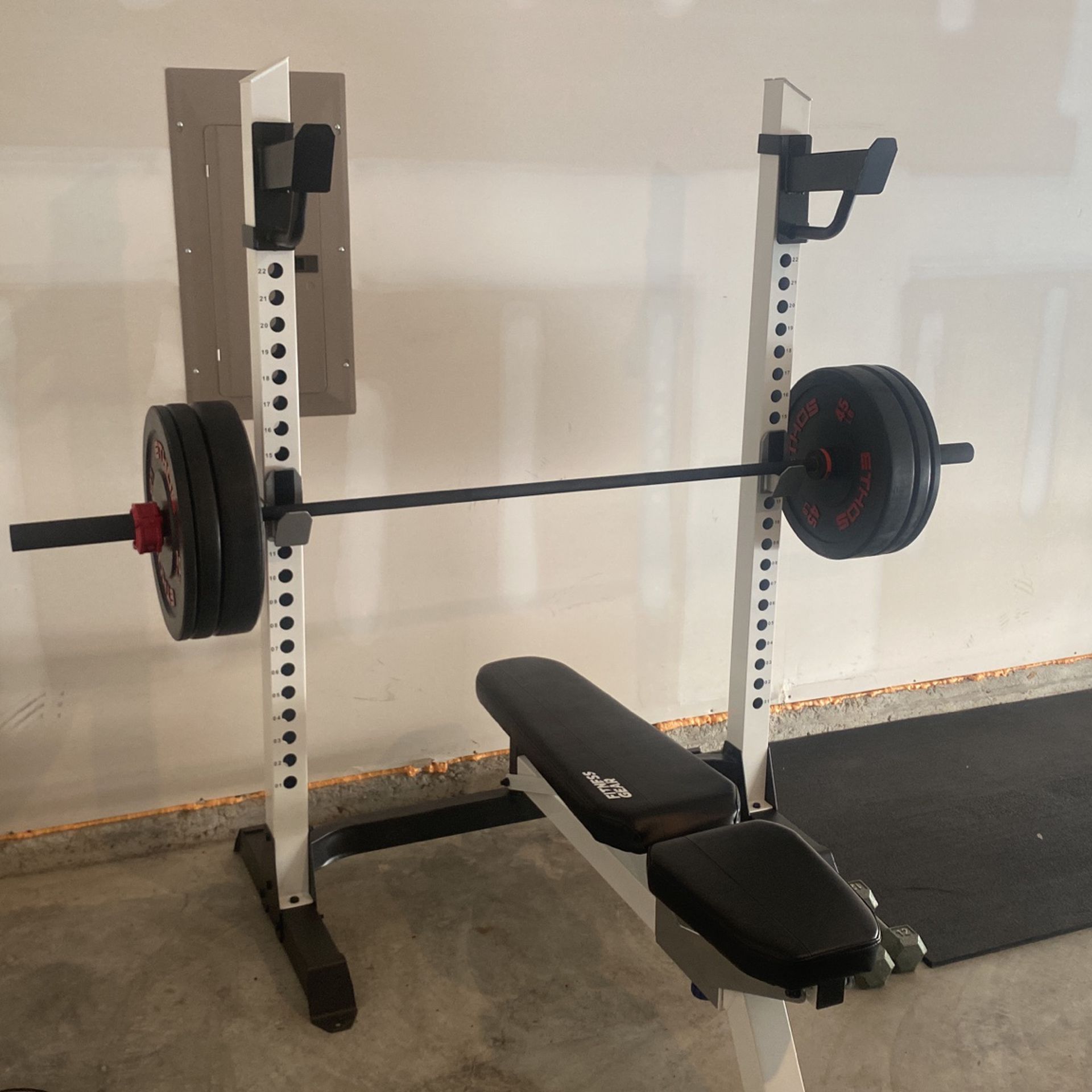 Fitness Gear Bench/squat Rack,Ethos Barbell Set 