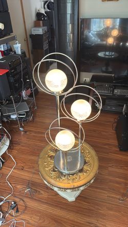 3-Tier Large Chrome Space Age Lamp w/ Orbs & Rings