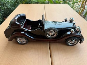 Vintage Style Wooden Handcrafted Antique Car Model - Display Decor (14.5” Long)