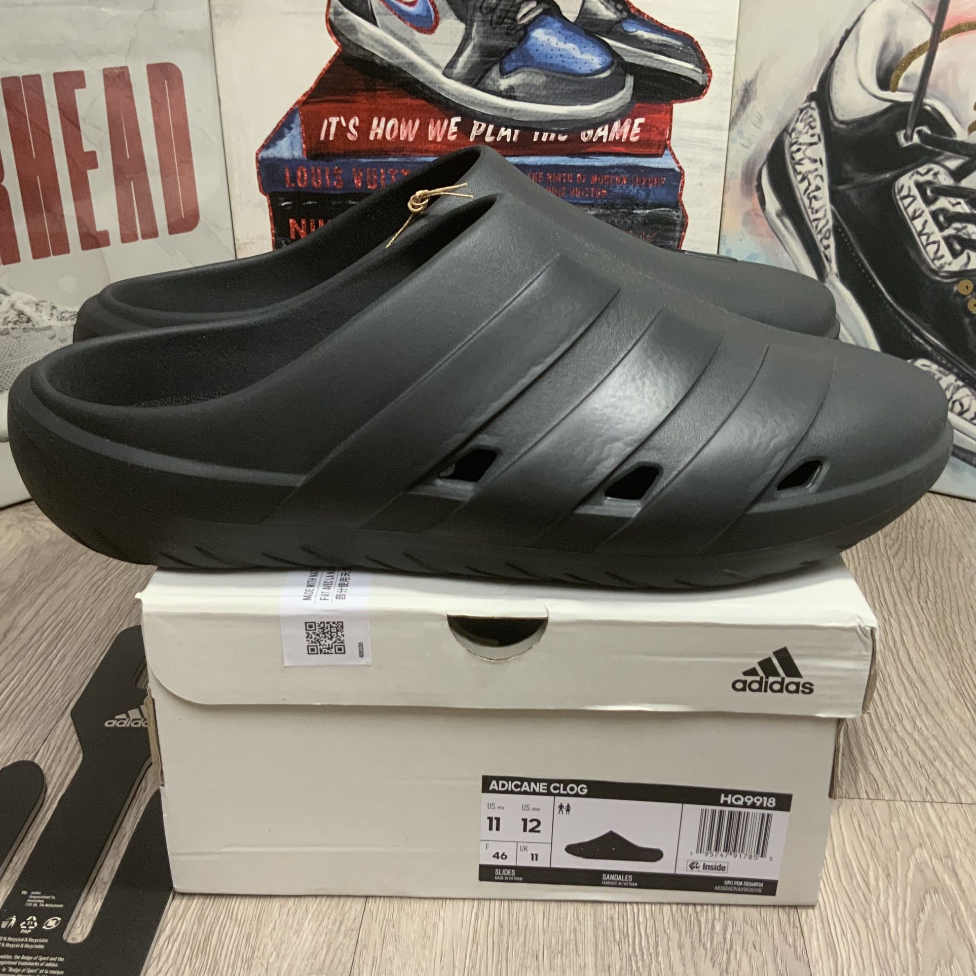 Adidas Adicane Clog Carbon Black Mens Slip On Slides Outdoor Sandals HQ9918 Adidas Adicane Clog Originals - Carbon or Sand Strata  main image 4