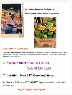 NC Seeded (orange meat) Watermelons