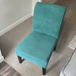 Teal Herringbone Fabric Accent Chair