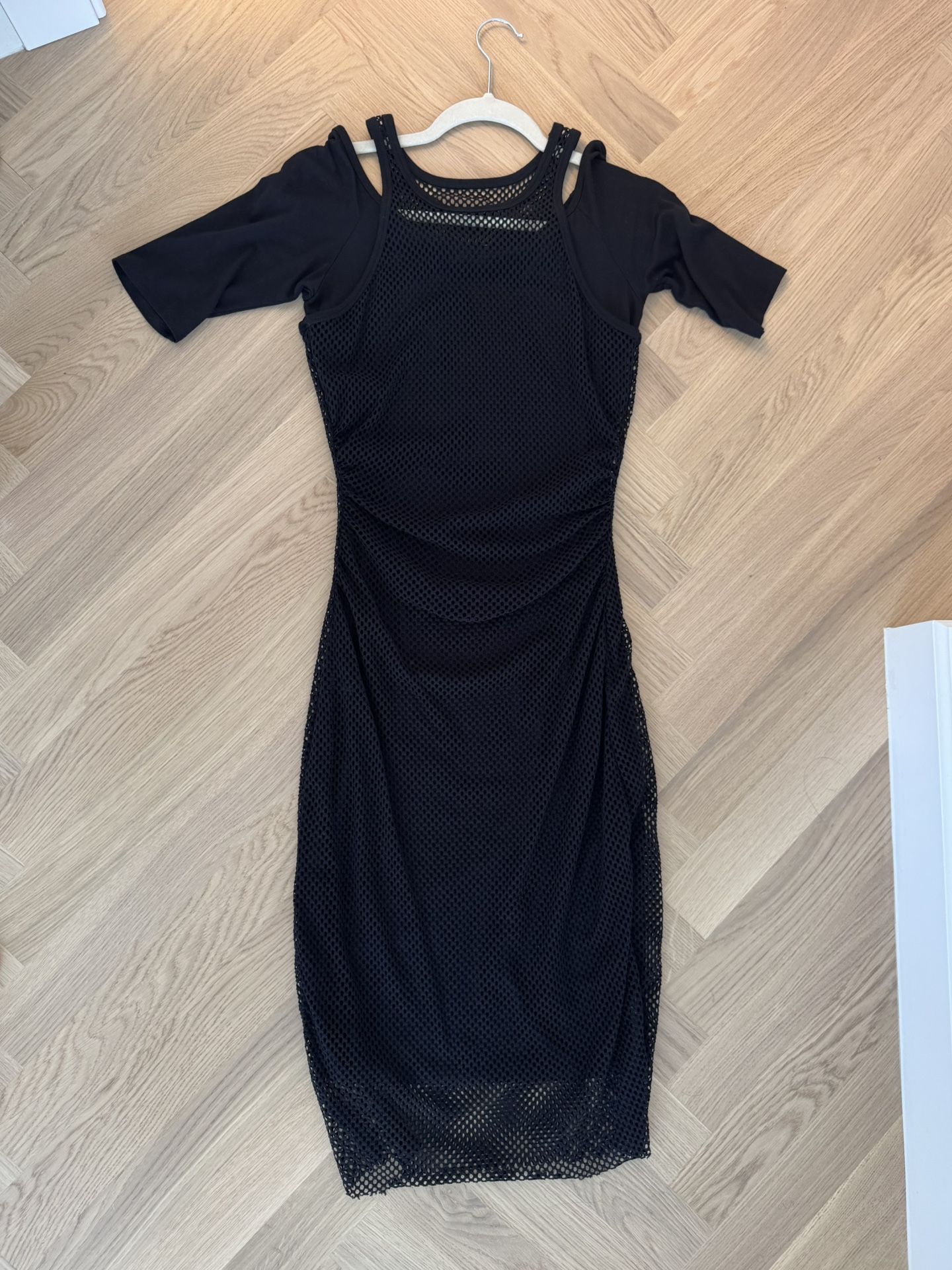 Bailey 44 Black Mesh Midi Dress, S