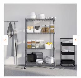 chrome and black metal bakers racks