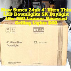 New Sunco 24Pk 4" Ultra Thin LED Downlights Ceiling Lights 5K Daylight 