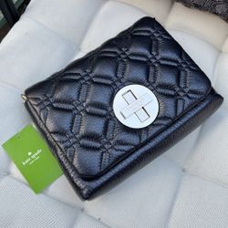 KATE SPADE Astor Court Naomi Quilted Black Leather Small Crossbody Shoulder Bag