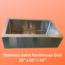 33 x 20 x 10 Inch Stainless Steel Farmhouse Sink