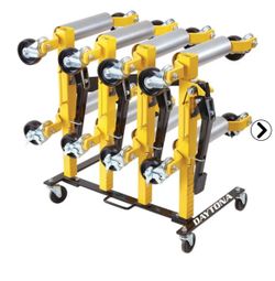 Full set of DAYTONA Wheel Dollies WITH Rolling Storage Rack