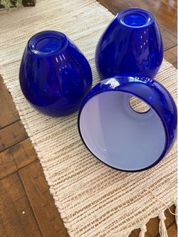 Set of 3 Cobalt BlueGlass light shades