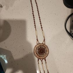 1960s Boho Leather Necklace