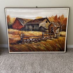 Large (41”x31”) Rustic Farm/Barn Painting
