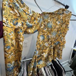 Yellow Top And Skirt Set
