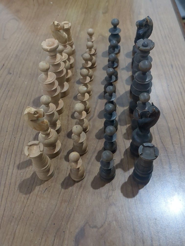 Antique Wooden Chess Pieces