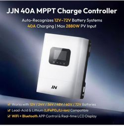 MPPT Solar Charge Controller 40A, 12V/24V/36V/48V/60V/72V,99.5% Efficiency LiFePO4 AGM Compatible with OLED Display & WiFi Remote Monitoring