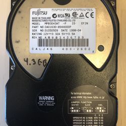 FUJITSU HDD - MPB3043AT-P - 4.3 GB - CHECK DESCRIPTION - FOR PARTS ONLY