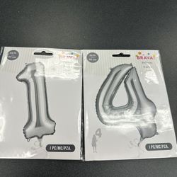 Brand New 1 And 4 Silver Mylar Balloons (accidentally Bought Duplicates)