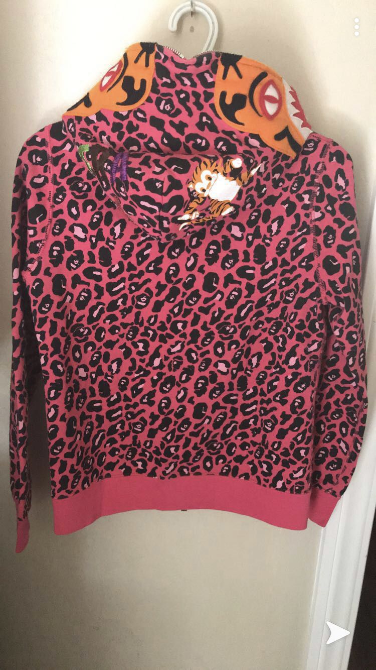 Pink leopard camo bape hoodie