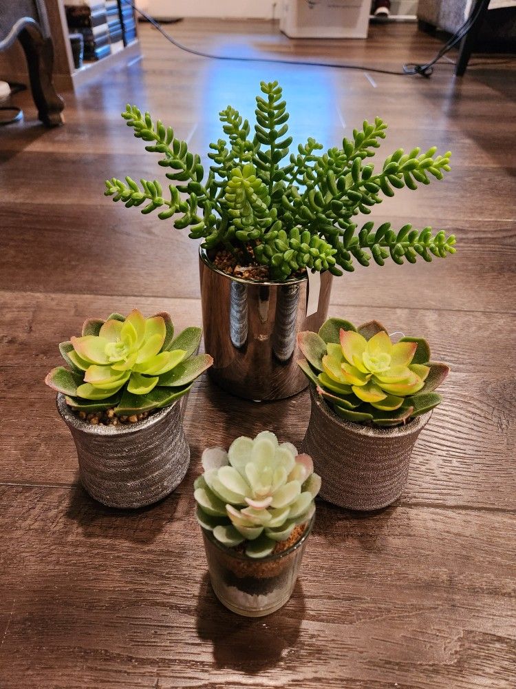 4pcs Artificial Succulent Create Realistic Succulent Flocking Plants Unpotted Fake Succulents Plant for Lotus Landscape Decorative Garden Arrangement