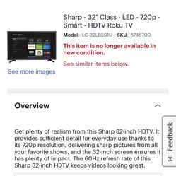 Sharp - 32" Class - LED - 720p - Smart - HDTV Roku TV