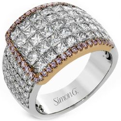 Simon G. 18K White & Rose Gold Diamond "Simon Set" Right Hand Ring MR2916 Size 6.5