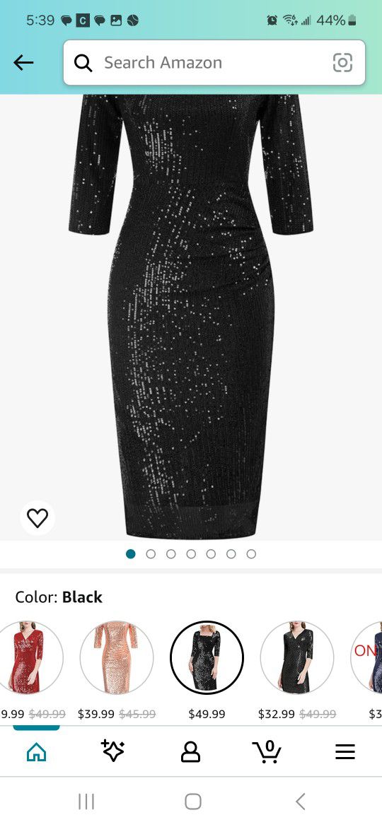 Black Belle Poque Vintage 50s Sequin Pencil Dress V Neck Glitter Dresses for Women

