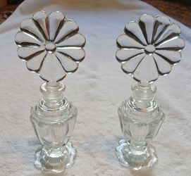 PAIR ART DECO CUT GLASS PERFUME BOTTLES. STUNNING! DENVER 80209