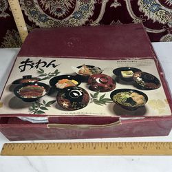 Vintage Japanese Nurimono Lacquered Bowls In Original Box Never Used