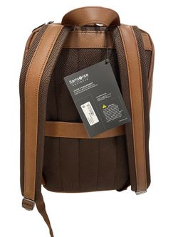 SAMSONITE slim backpack BROWN leather new with tags