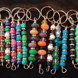 Lot Of 15 Handmade Wire Bead Keychains