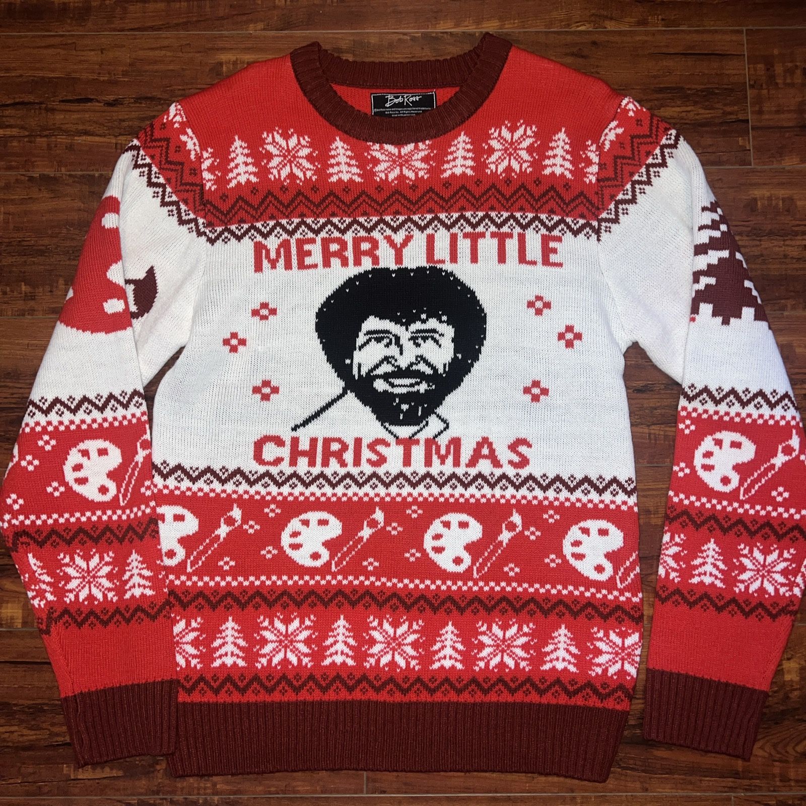 Bob Ross Ugly Christmas Sweater “Merry Little Christmas” Men’s Sz Lrg Preowned!!