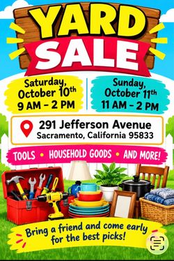 YARD SALE! 291 Jefferson Ave, Sacramento 95833