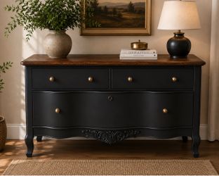 Restored Solid Tiger Oak Dresser – Dark Walnut & Charcoal