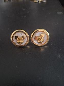 Vintage Mickey Mouse Gold-Tone Stud Cufflinks
