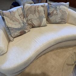 Curved White Sofa And Love Seat