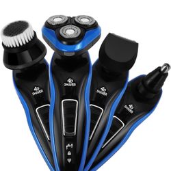4 in 1 Electric Razors for Men, USB Rechargeable Shaver for Shaving Wet Dry Shaver - Beard Trimmer, Facial Cleaning Brush, Nose Trimmer, Sideburns Kni