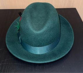 Green Australian  Wool Tyrolean Hat with Feather