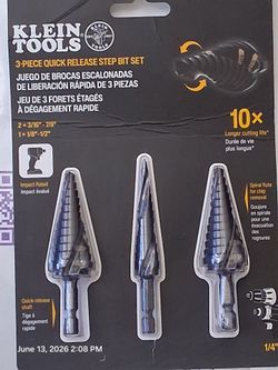 Klein Tools 3 Piece Quick release Step Bit Set