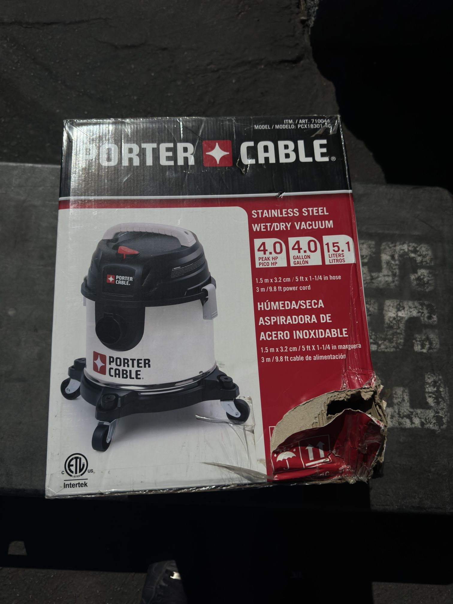 PORTER-CABLE PCX18301-4B 4 Gallon 4 HP Wet/Dry Vacuum, Stainless Steel Light Weight Portable Shop Vacuum, 3 in 1 Function with Attachments