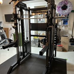 PRO SERIES Ultimate 3-1 Half Rack Functional Trainer w/Smith Machine Bar | 400lb Stack | Gym Equipment | Fitness | Commercial | Squat Rack 