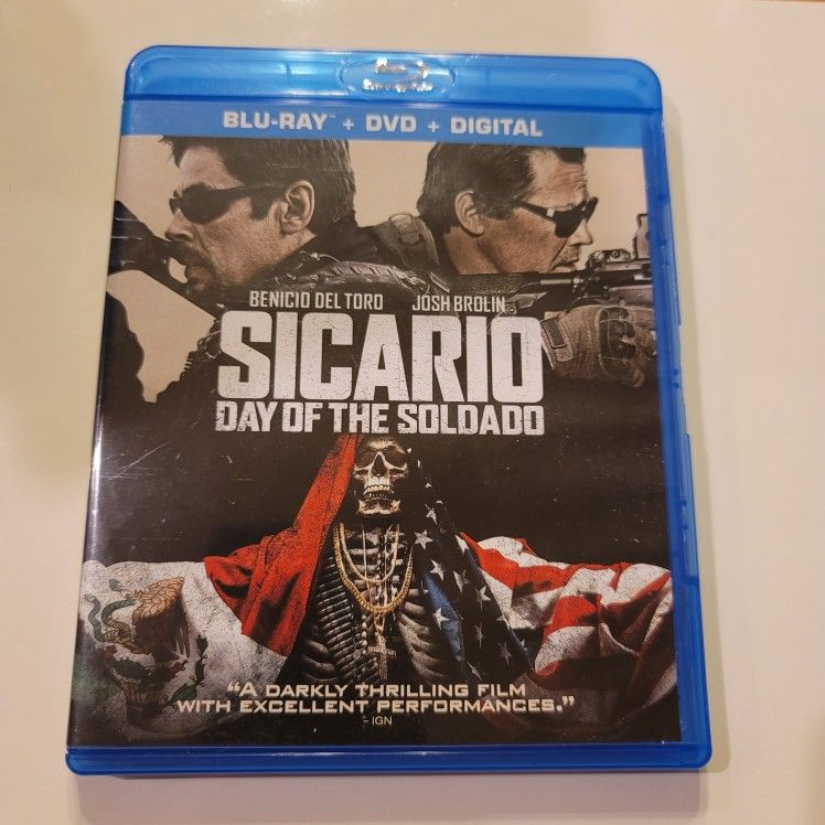 $5 BLU RAY , SICARIO: DAY OF THE SOLDADO  BLU RAY ONLY NO DIGITAL OR DVD. $5 OR TRADE FOR A MOVIE TITLE  I DO NOT ALREADY OWN. 