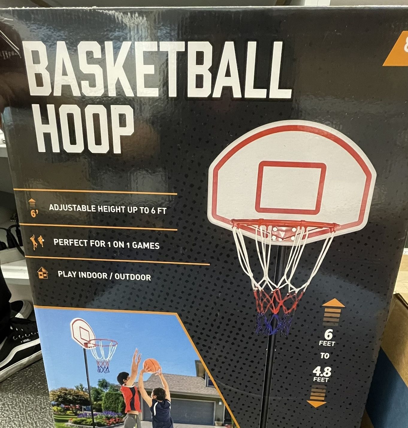 Portable Basketball Hoop (Indoor or Outdoor) (4-6ft Height-Adjustable)