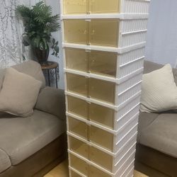 Foldable Shoe Rack, Plastic Shoe Organizer