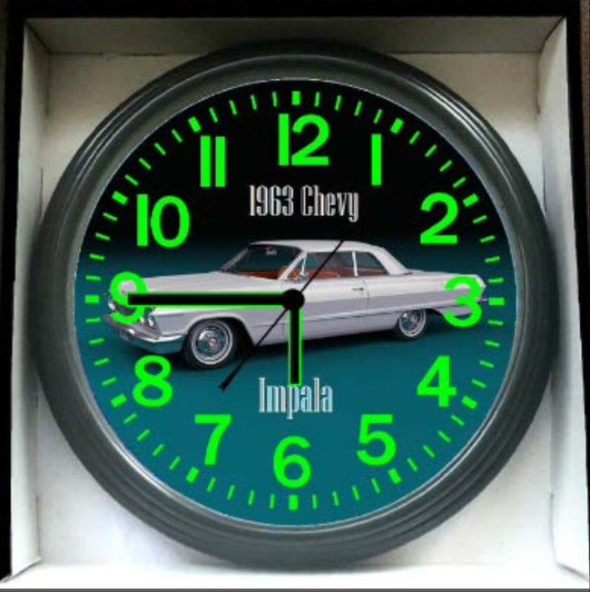 Impala Glow in the Dark Wall Clock 1963 Chevy Impala Garage Shop Wall Clock NEW!